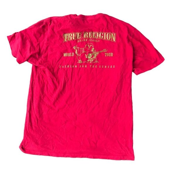 Vintage True Religion Shirt Metallic Buddha Large Pink - Picture 1 of 14